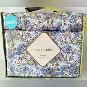 Vera Bradley Queen Sheet Set 6 Piece Blue Floral Polyester